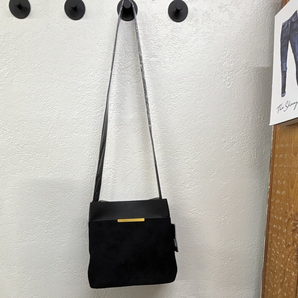 Like dreams midnight quilted suede small tote bag crossbody black